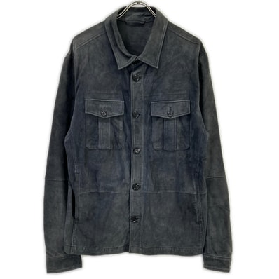 ボス グレー 羊革 レザーシャツジャケット 10187354 54
