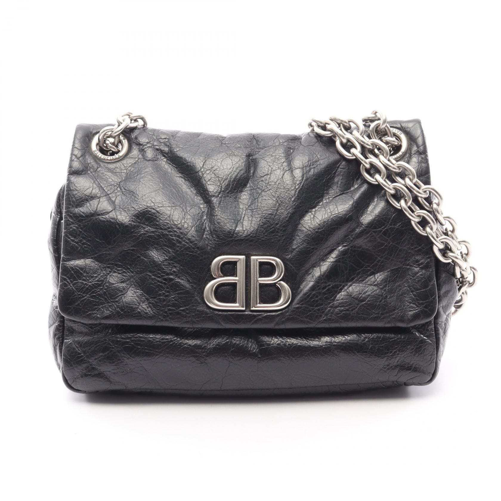 バレンシアガ BALENCIAGA MONACO モナコ ショルダーバッグ バッグ レザー レディース ブラック系 【中古】