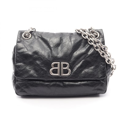 バレンシアガ BALENCIAGA MONACO モナコ ショルダーバッグ バッグ レザー レディース ブラック系 【中古】