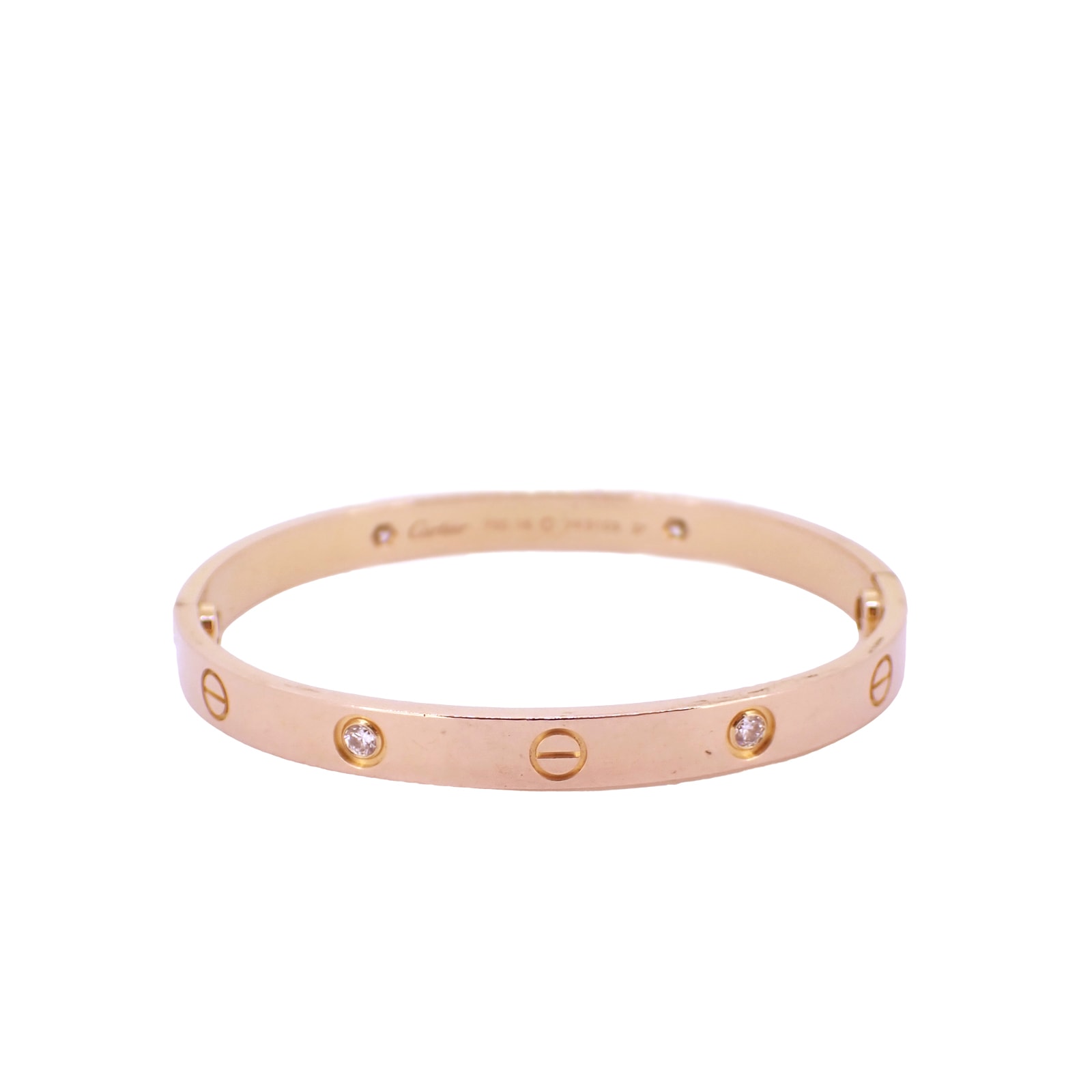 Cartier カルティエ ラブブレス K18PG ハーフダイヤ 6Pダイヤ #18 ゴールド レディース ブレスレット