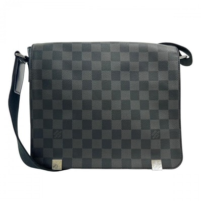 LOUIS VUITTON ルイヴィトン ショルダーバッグ ディストリクト PM ダミエグラフィット N41028 ダミエキャンバス ブラック 黒 グレー シルバー金具 メンズ【中古品】