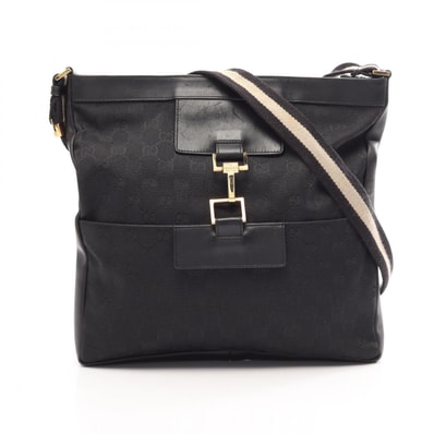 グッチ GUCCI GGキャンバス ショルダーバッグ バッグ キャンバス レザー レディース ブラック系 001・4094 【中古】