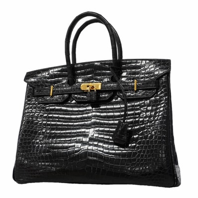★SALE【6fa1753-g】エルメス ハンドバッグ バーキン35 ポロサス ブラック ゴールド金具 □G刻印【中古】レディース