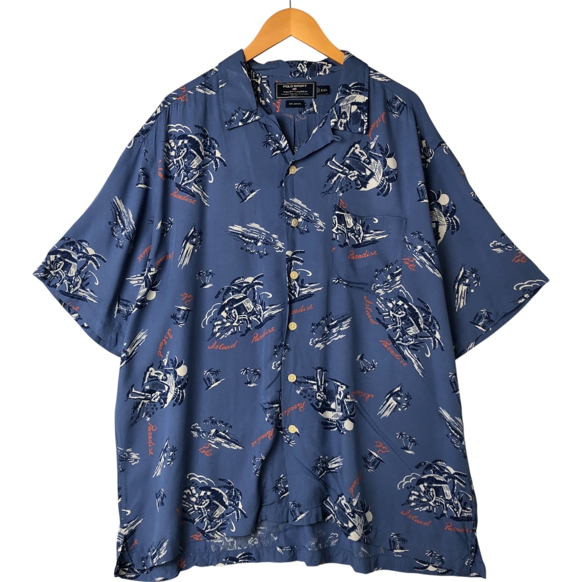 古着 90年代 ラルフローレン Ralph Lauren POLO SPORT ポロスポーツ オープンカラー レーヨン ハワイアンアロハシャツ ボックスシャツ メンズXXL相当 ヴィンテージ/eaa543177