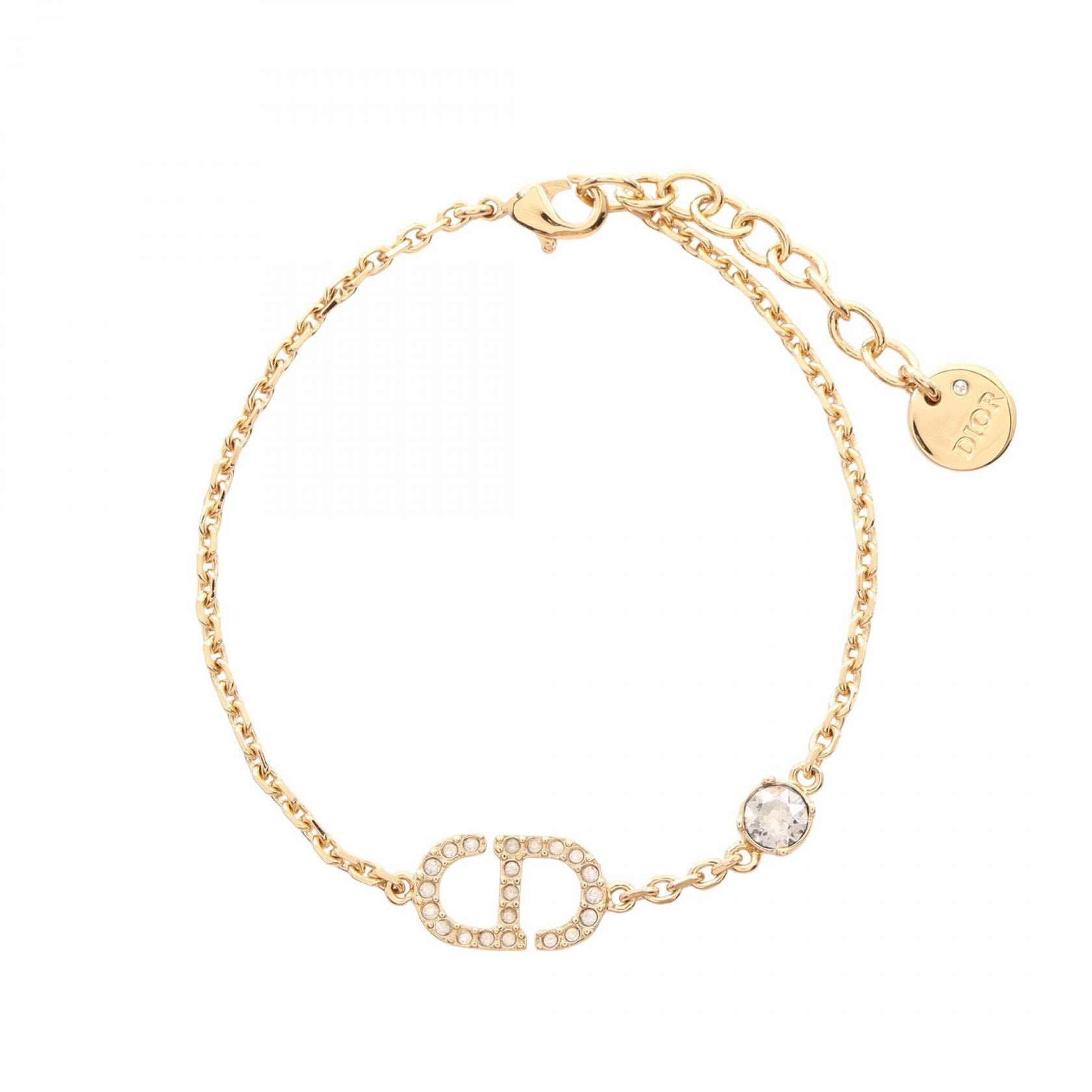 ディオール Dior CDロゴ ブレスレット アクセサリー GP(ゴールドメッキ) ラインストーン レディース ゴールド系 / クリア系 【中古】