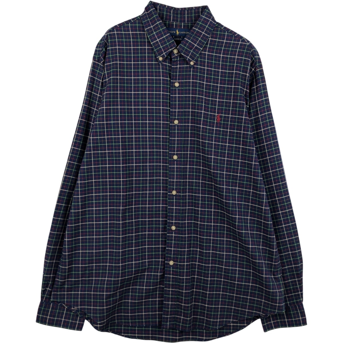 古着 ラルフローレン Ralph Lauren CLASSIC FIT 長袖 ボタンダウンチェックシャツ メンズXL相当/eaa634856
