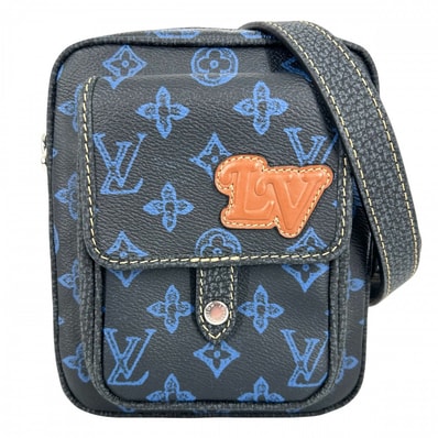 LOUIS VUITTON ルイヴィトン ショルダーバッグ モノグラムレコード クリストファー ウエアラブル ポシェット 肩掛け 斜め掛け かばん 鞄 M81854 ネイビー 紺 ゴールド金具 メンズ 美品【中古品】