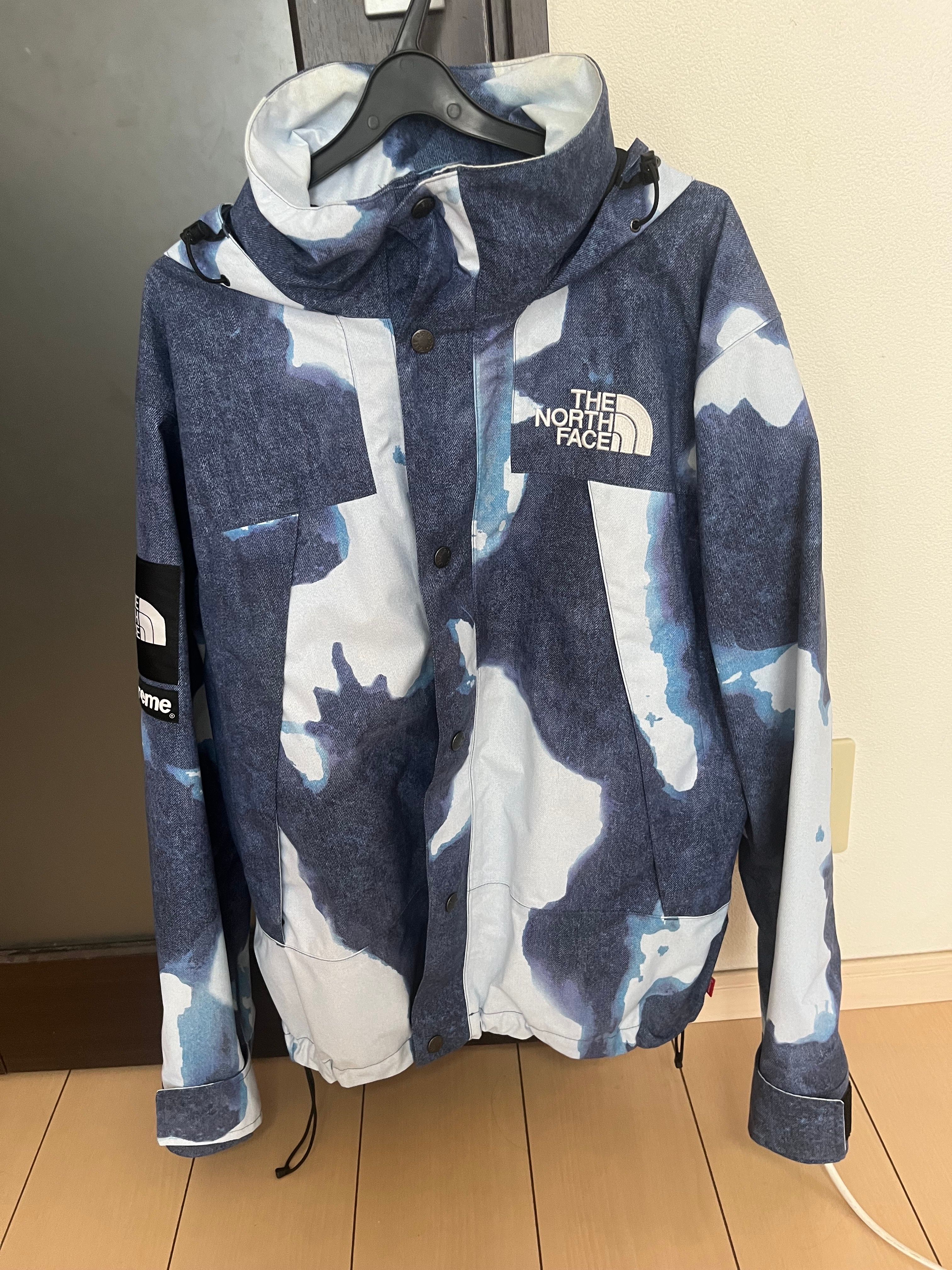 Supreme x The North Face Bleached Denim Print Mountain Jacket "Indigo"