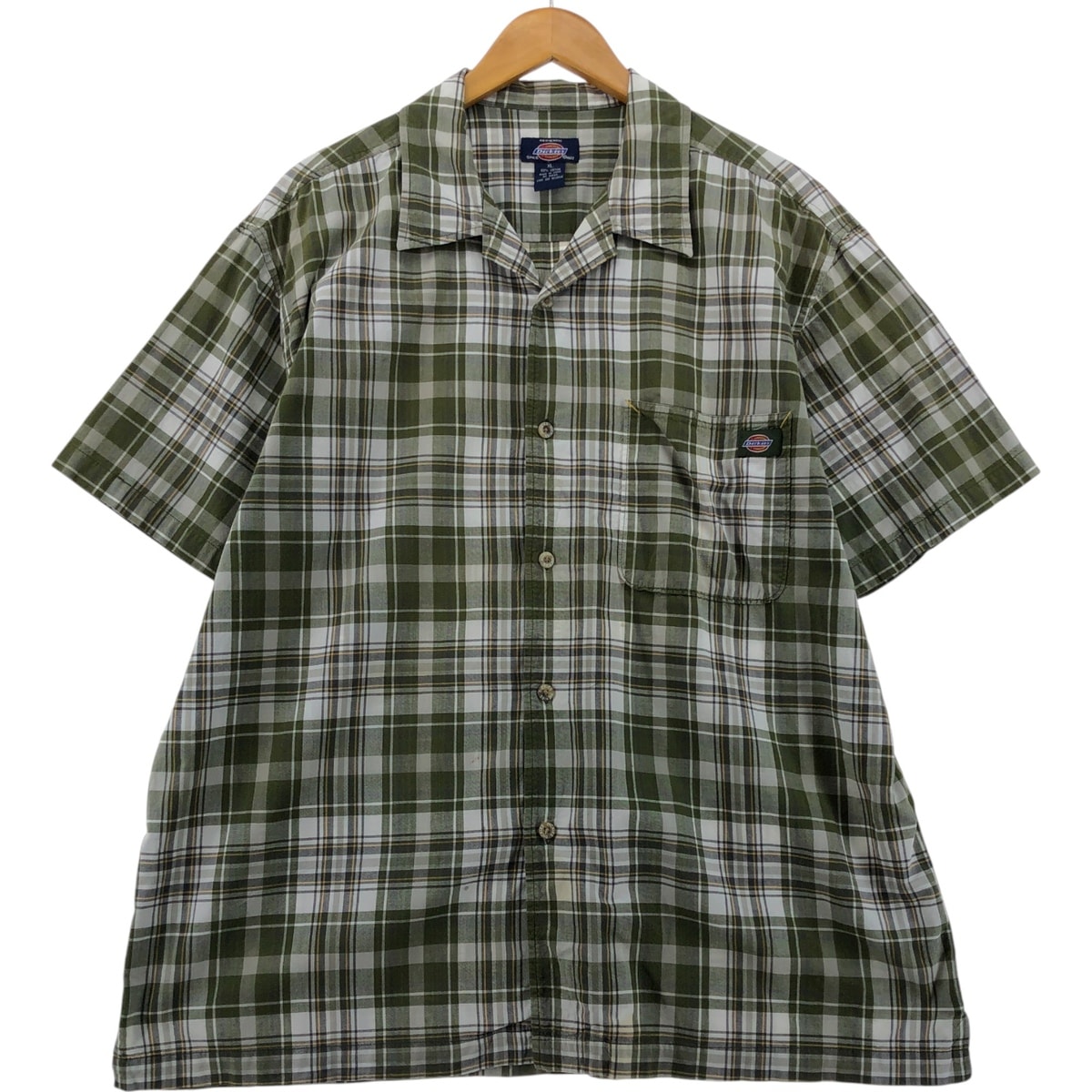 古着 ディッキーズ Dickies チェック柄 オープンカラー 半袖 ワークシャツ ボックスシャツ メンズXL相当/eaa555748