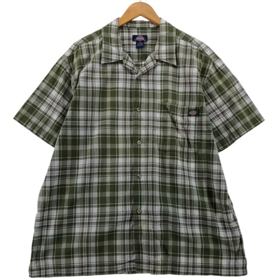 古着 ディッキーズ Dickies チェック柄 オープンカラー 半袖 ワークシャツ ボックスシャツ メンズXL相当/eaa555748