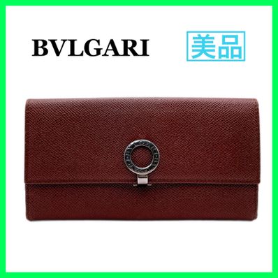 ブルガリ レディース 長財布 ダークブラウン ロゴクリップ シルバーリング