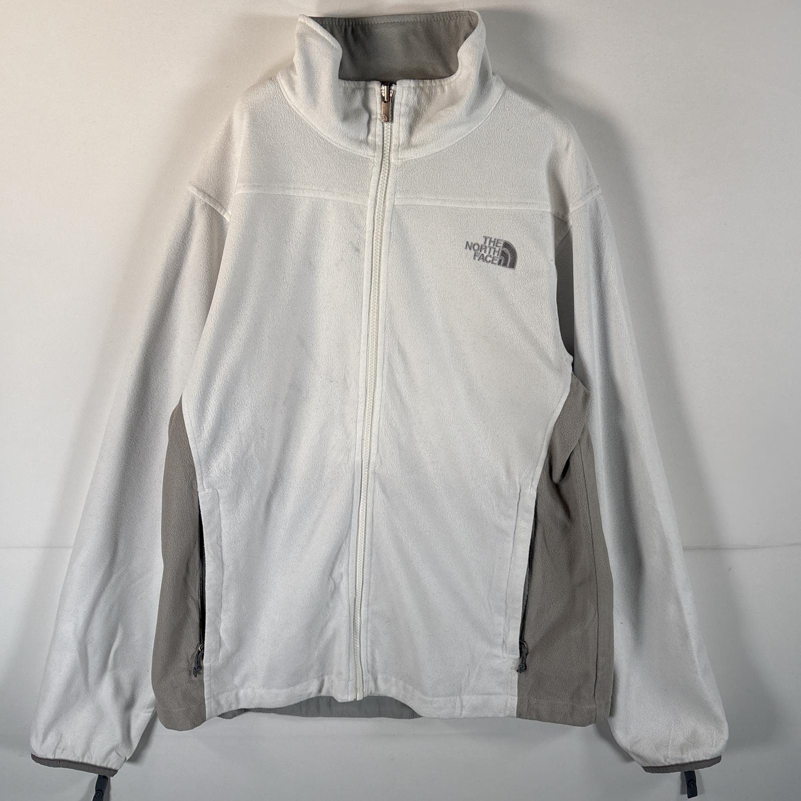古着 ザ・ノースフェイス THE NORTH FACE フルジップフリースジャケット ワンポイントロゴ アウトドア ツートンカラー XL ホワイト レディース