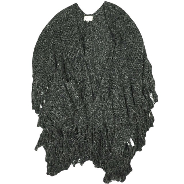 DENIM&SUPPLY デニムアンドサプライ フリンジニットポンチョ 288629691001 M/L CHARCOAL GRAY Ralph Lauren ラルフローレン ローゲージ アウター g26858