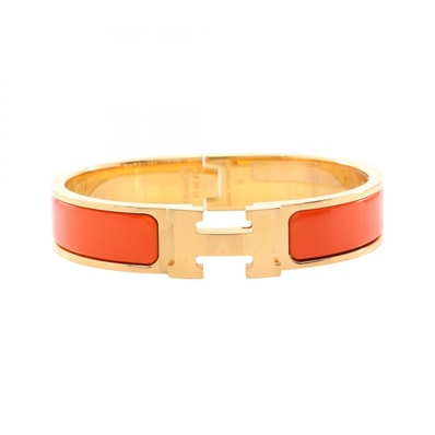 エルメス HERMES クリッククラックPM バングル アクセサリー GP(ゴールドメッキ) エナメル ゴールド レディース ゴールド系 / オレンジ系 【中古】