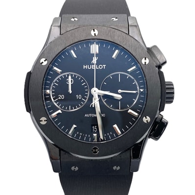 HUBLOT ウブロ クラシックフュージョン ブラックマジック 腕時計 521.CM.1171.RX セラミック ラバー ブラック メンズ【中古】