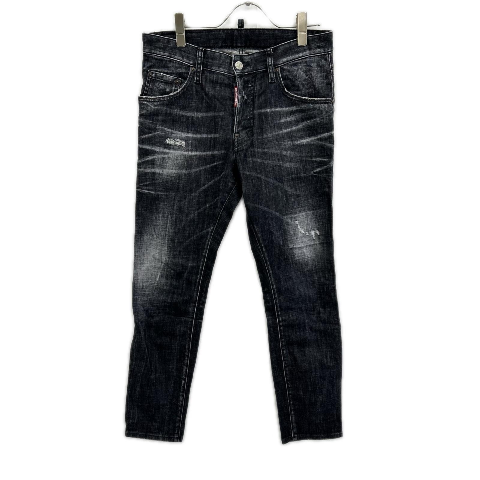 ディースクエアード S74LB1617 S30357 25年 ブラック SKATER JEAN/スケータージーンズ フェードブラックウォッシュスキニースリムテーパードデニム 44