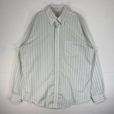 古着 ブルックスブラザーズ Brooks Brothers 長袖シャツ ストライプ 胸ポケット ボタンダウン 55161 水色 マルチカラー メンズ