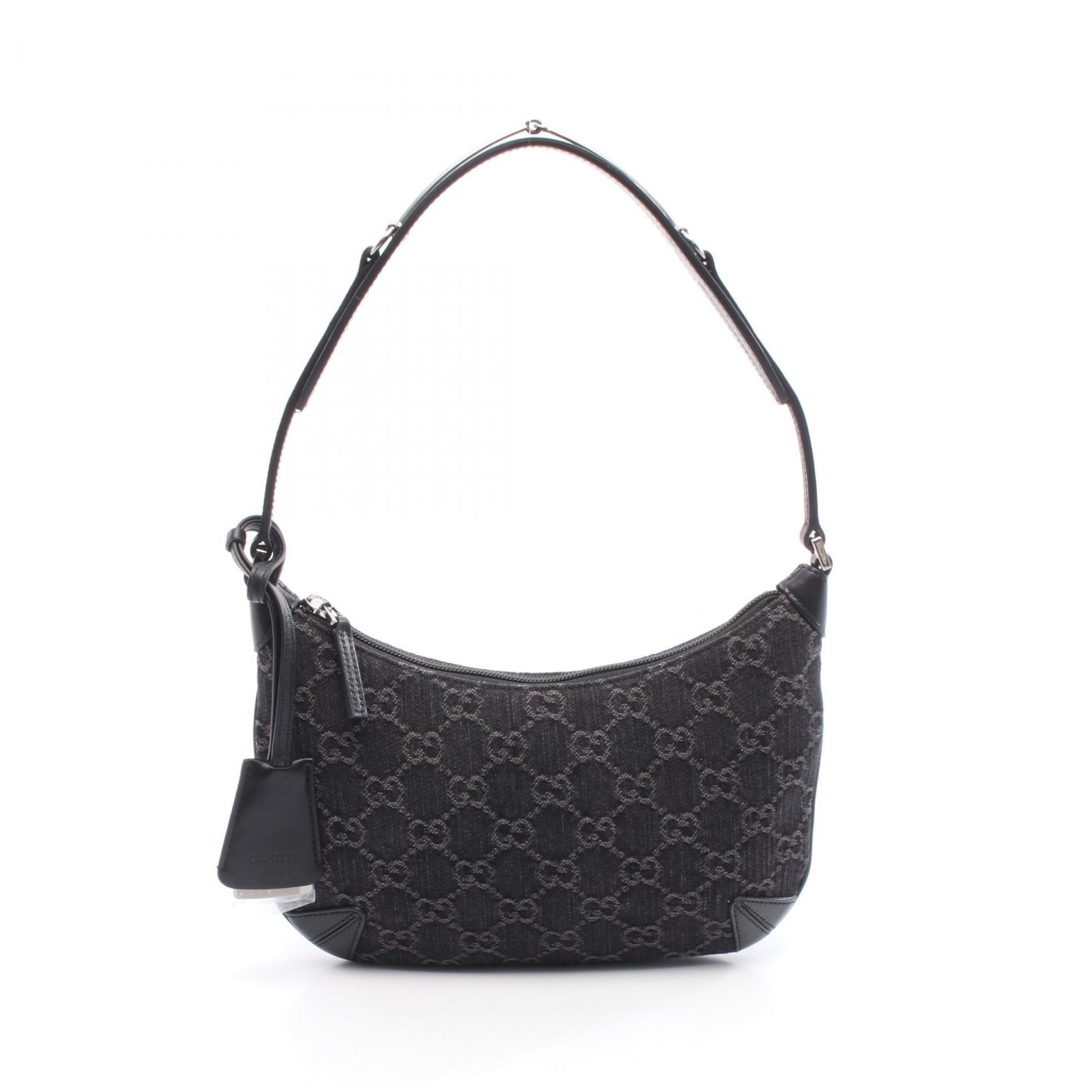 グッチ GUCCI GGデニム ホースビット ショルダーバッグ バッグ デニム レザー レディース ブラック系 774719 【中古】
