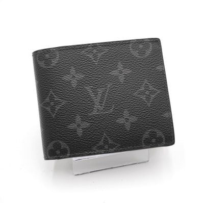 LOUIS VUITTON(ルイ・ヴィトン)ポルトフォイユ・マルコ NM 二つ折り財布 モノグラム・エクリプス ブラック グレー キャンバス 小銭入れ付き コンパクトウォレット メンズ【中古】