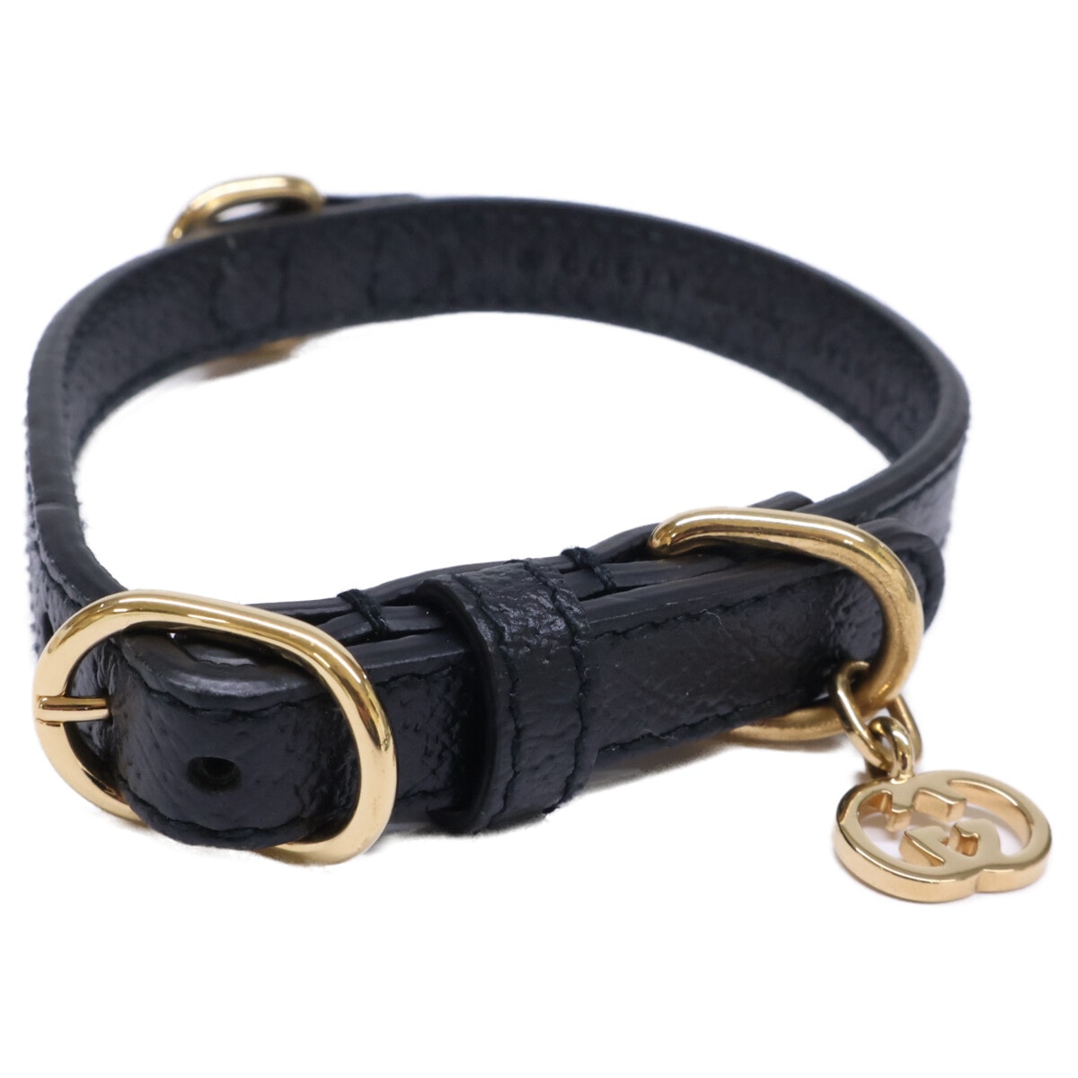 グッチ 【美品】692946 2ZR0G エクストラスモール インターロッキングG レザー ペットカラー 首輪 XS