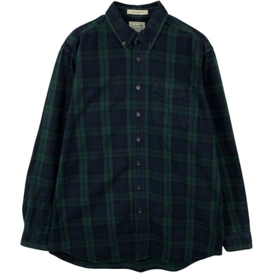 古着 エルエルビーン L.L.Bean TRADITIONAL FIT ブラックウォッチチェック 長袖 ボタンダウン フランネルチェックシャツ メンズL相当/eaa637943