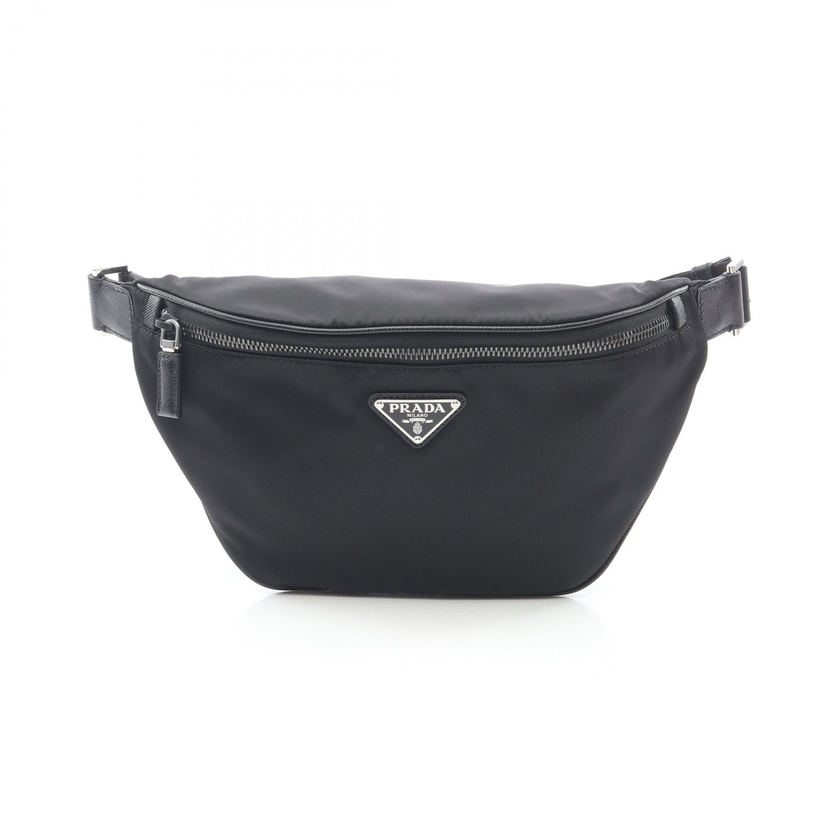 プラダ PRADA RE-NYLON TESSUTO+SAFFIANO ベルトバッグ ウエストバッグ ボディバッグ バッグ ナイロン サフィアーノレザー メンズ ブラック系 2VL033F0002 【中古】