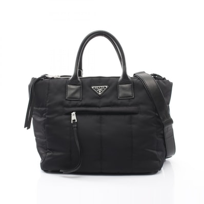プラダ PRADA TESSUTO BOMBER ボンバー 2WAY トートバッグ バッグ ナイロン レザー レディース ブラック系 【中古】