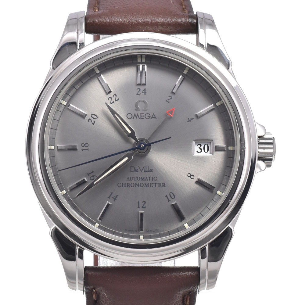 オメガ OMEGA 4833.41.31 デビル コーアクシャル GMT グレー 自動巻き メンズ 良品 腕時計 N#151115