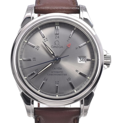 オメガ OMEGA 4833.41.31 デビル コーアクシャル GMT グレー 自動巻き メンズ 良品 腕時計 N#151115