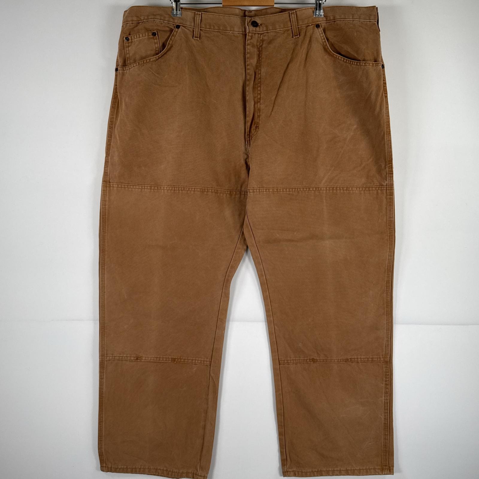 古着 ディッキーズ Dickies ワークパンツ ダック ペインターパンツ 作業着 ワンポイント ロゴ ストレート 大きいサイズ w48 L30  ベージュ メンズ