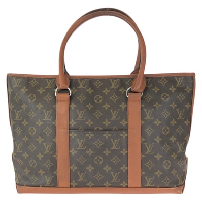 LOUIS VUITTON ルイヴィトン モノグラム サック ウィークエンド ブラウン ゴールド金具 PVC レザー/ トートバッグ ショルダーバッグ 601375 【中古】