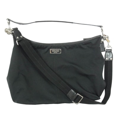 COACH コーチ F77152 Nylon Canvas Leather Trim One Shoulder Bag ナイロンキャンバス レザートリム 2way ショルダーバッグ ブラック系【中古】