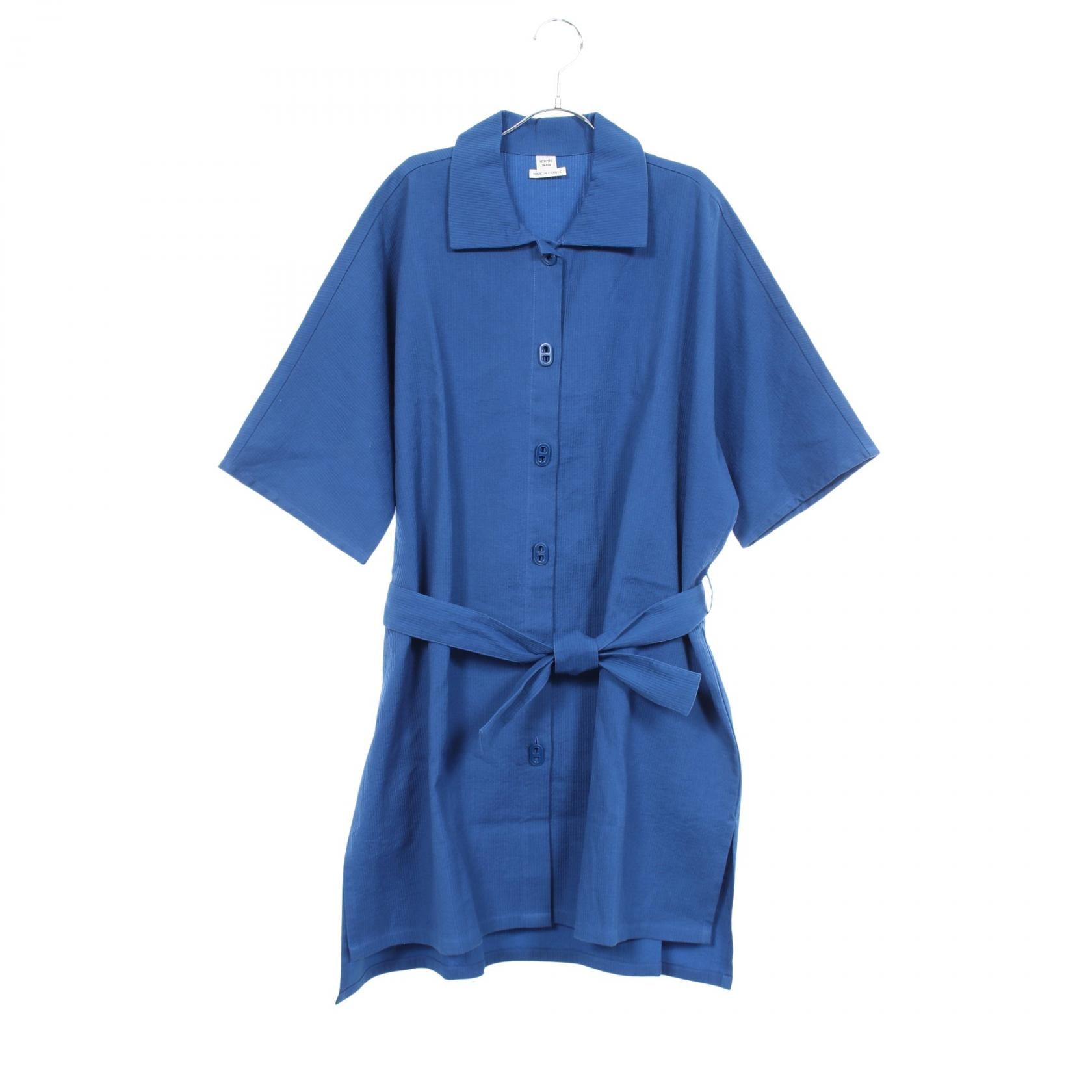 エルメス HERMES シェーヌダンクル ワンピース 衣料品 トップス コットン ナイロン レディース ブルー系 4E3528D0 【中古】