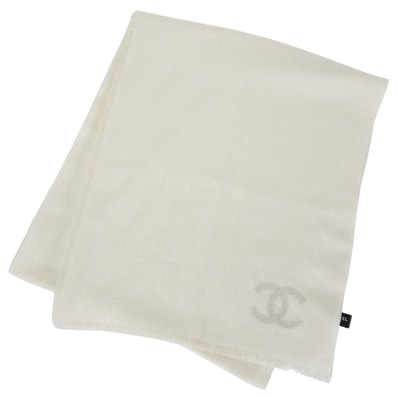 2025/26年 クルーズコレクション CHANEL シャネル ストール ココマーク アイボリー カシミヤ/シルク/メタリックファイバー AAB693 新品未使用