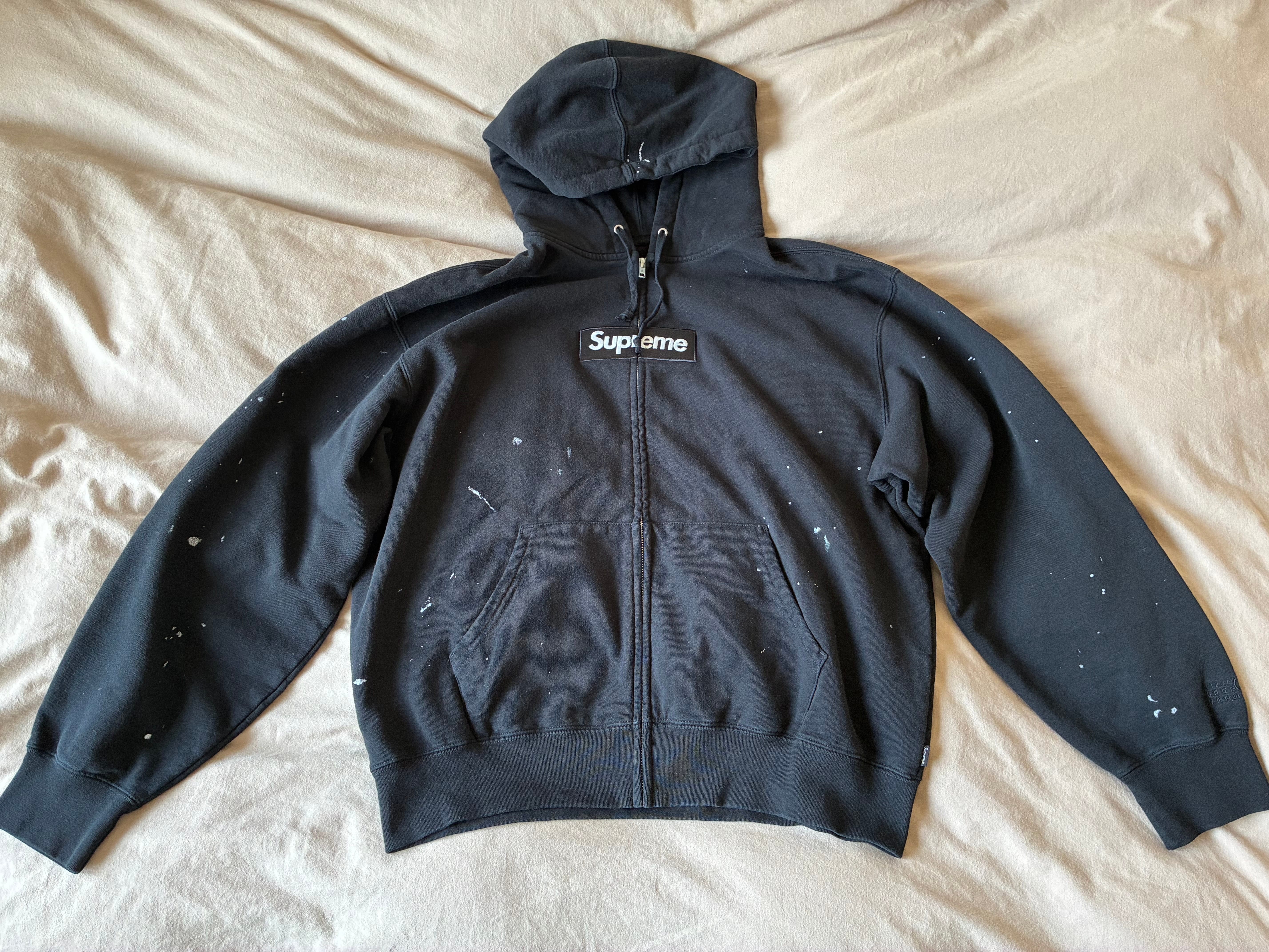 Supreme x MM6 Maison Margiela Box Logo Zip Up Hooded Sweatshirt "Black"