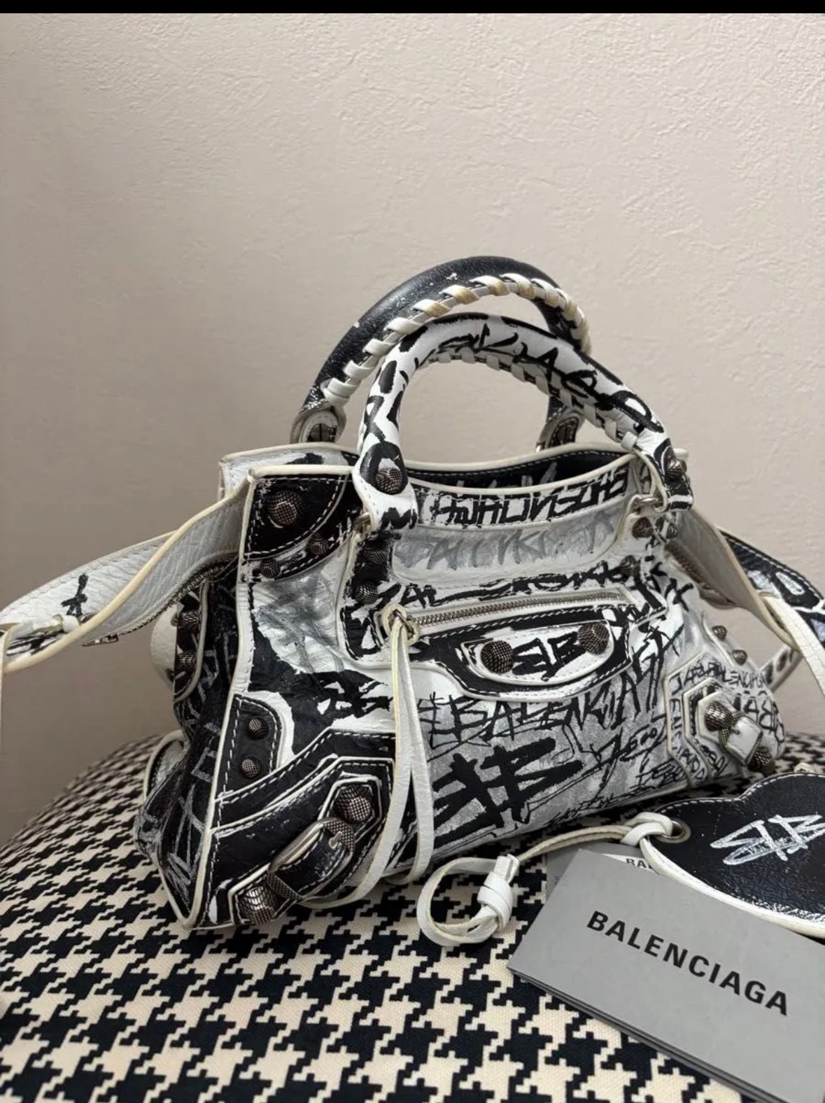 BALENCIAGA Neo Kagol XS Handbag Graffiti "White"