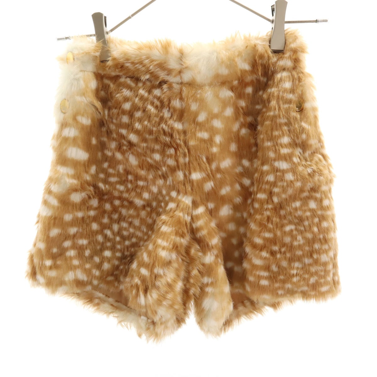 美品 Kate Spade ケイトスペード バンビ柄 フェイクファー ショートパンツ 140 ブラウン