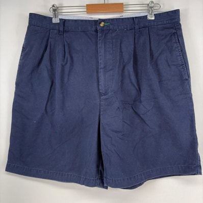 古着 トミーヒルフィガー TOMMY HILFIGER ショートパンツ ワンポイント ジップ ツータック ハーフパンツ チノパン w40 ネイビー メンズ