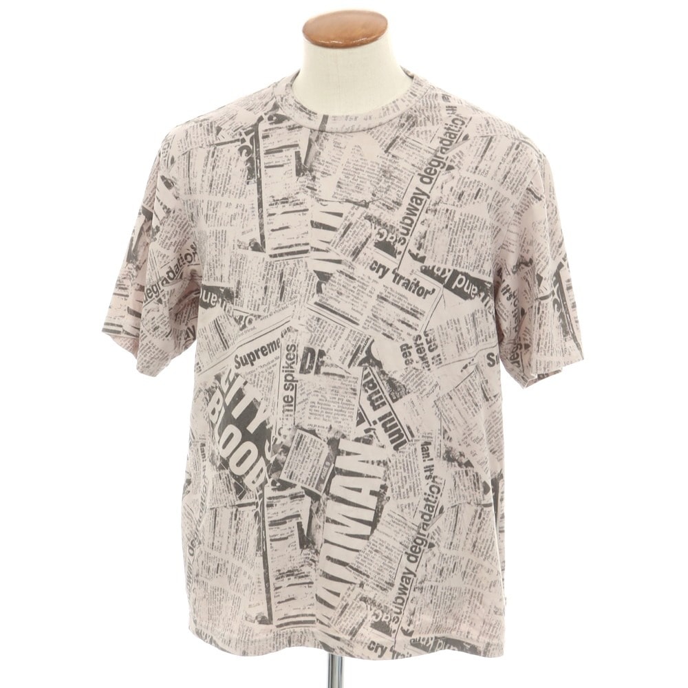 【中古】シュプリーム Supreme 2025年春夏 Newspaper S/S Top コットンポリエステル 半袖Tシャツ ピンクグレー【サイズM】【メンズ】