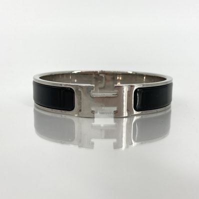 HERMES(エルメス) クリックH 回転式クラスプ ブレスレット ブラック×シルバー
