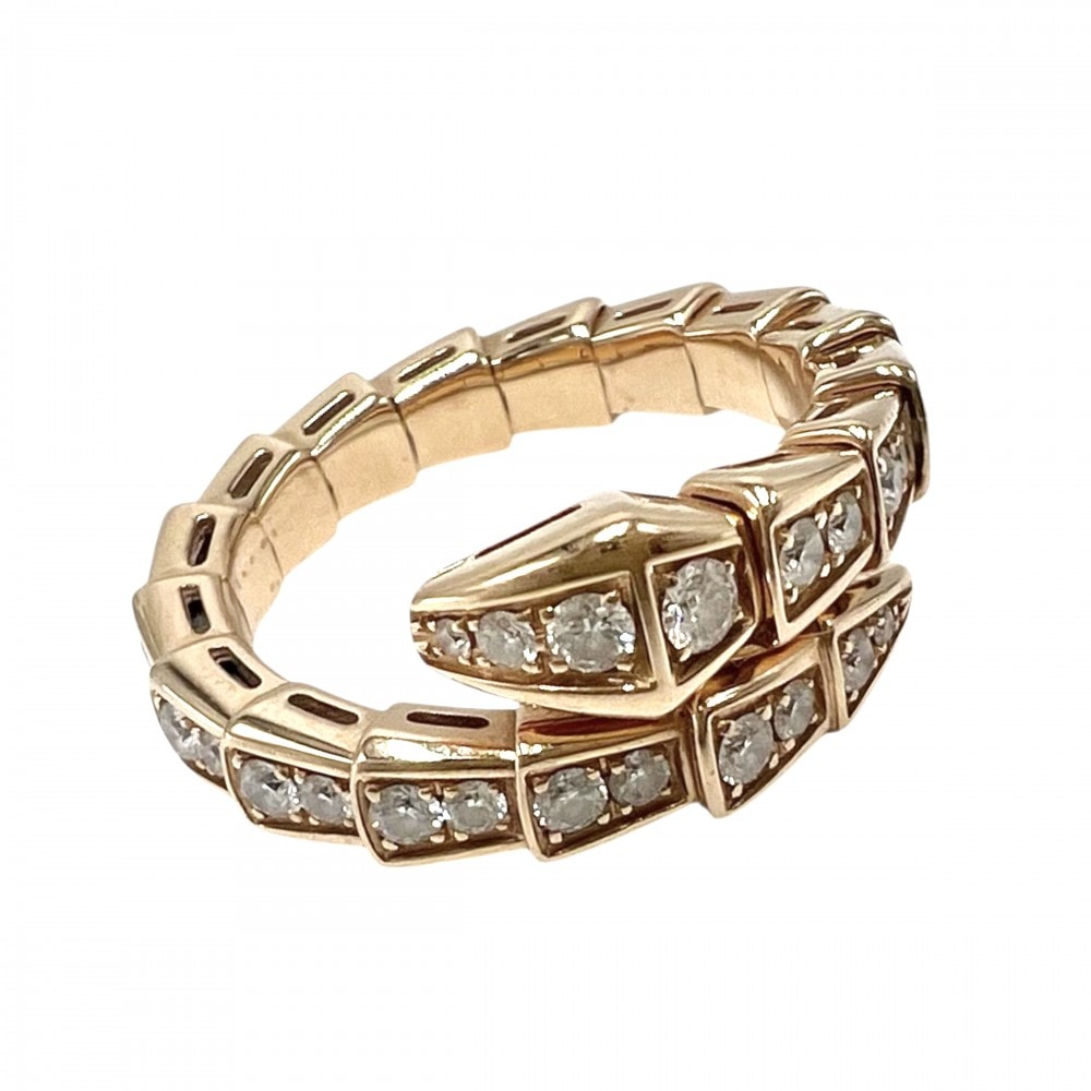 BVLGARI ブルガリ 指輪 セルペンティ ヴァイパー ミディアム ジュエリー アクセサリー リング Au750 18金PG K18ピンクゴールド    ダイヤモンド 約10号 355976 ゴールド レディース 約6.2g【中古品】