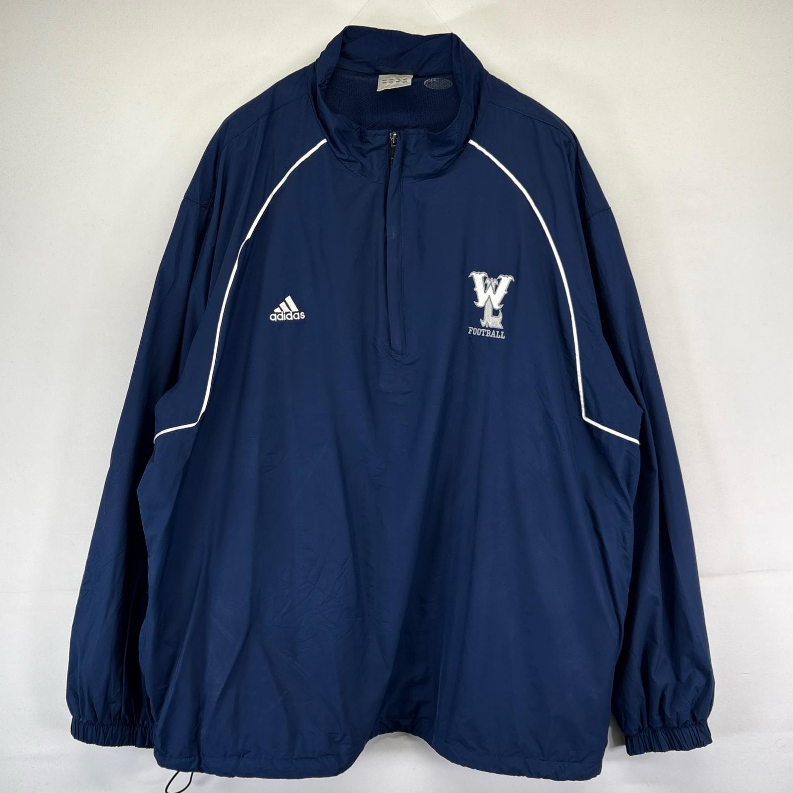 古着 アディダス adidas ジャケット ハーフジップ ナイロン プルオーバー 大きいサイズ サイドジップ 3XL  ネイビー系 メンズ