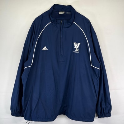 古着 アディダス adidas ジャケット ハーフジップ ナイロン プルオーバー 大きいサイズ サイドジップ 3XL ネイビー系 メンズ