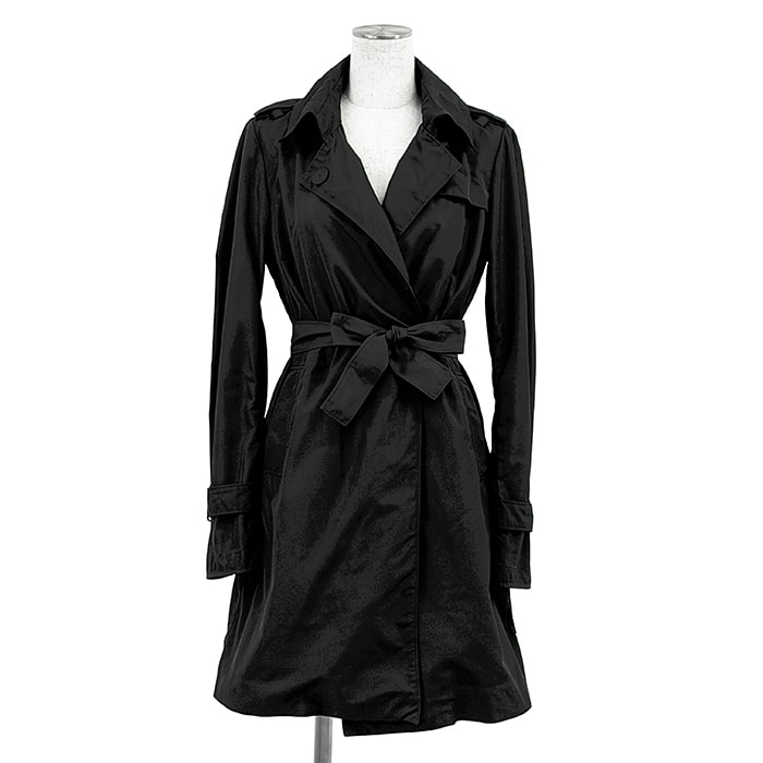 SALE【美品】MONCLER モンクレール トレンチコート サイズ 1 レディース ポリエステル100% FLAVE フレーヴ 軽量 スプリングコート ライト アウター ベルト付属 ブラック 黒 ルーマニア製