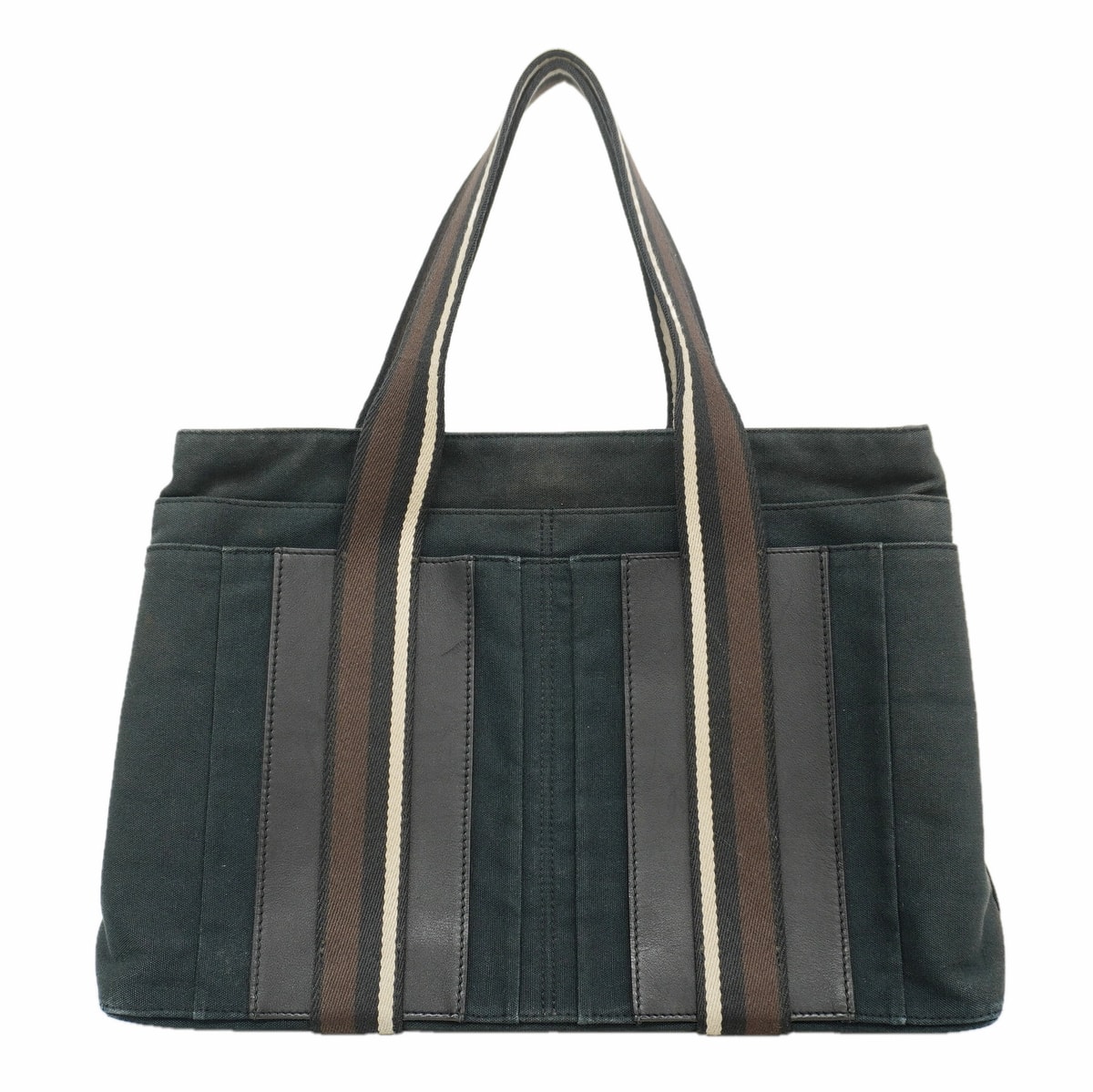 【6he4481】エルメス トートバッグ トロカホリゾンタルMM キャンバス ブラック シルバー金具【中古】メンズ レディース ユニセックス