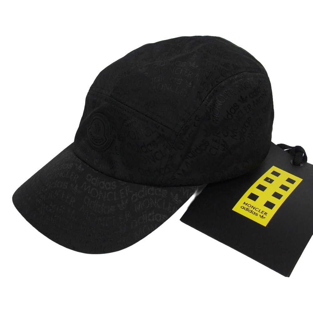 MONCLER モンクレール キャップ I209S3B00003 x adidas baseball ロゴ 総柄 ベースボールキャップ ブラック系 UNI【極上美品】【中古】