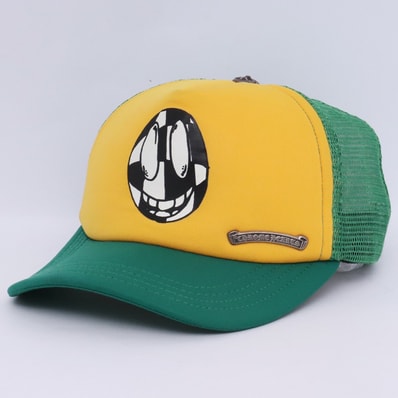 Chrome Hearts PPO Sex Records Cross Ball Mesh Trucker Cap "Yellow/Green"