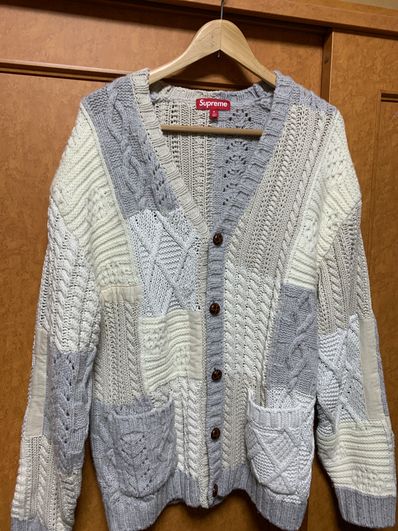 Supreme Patchwork Cable Knit Cardigan "Ivory"