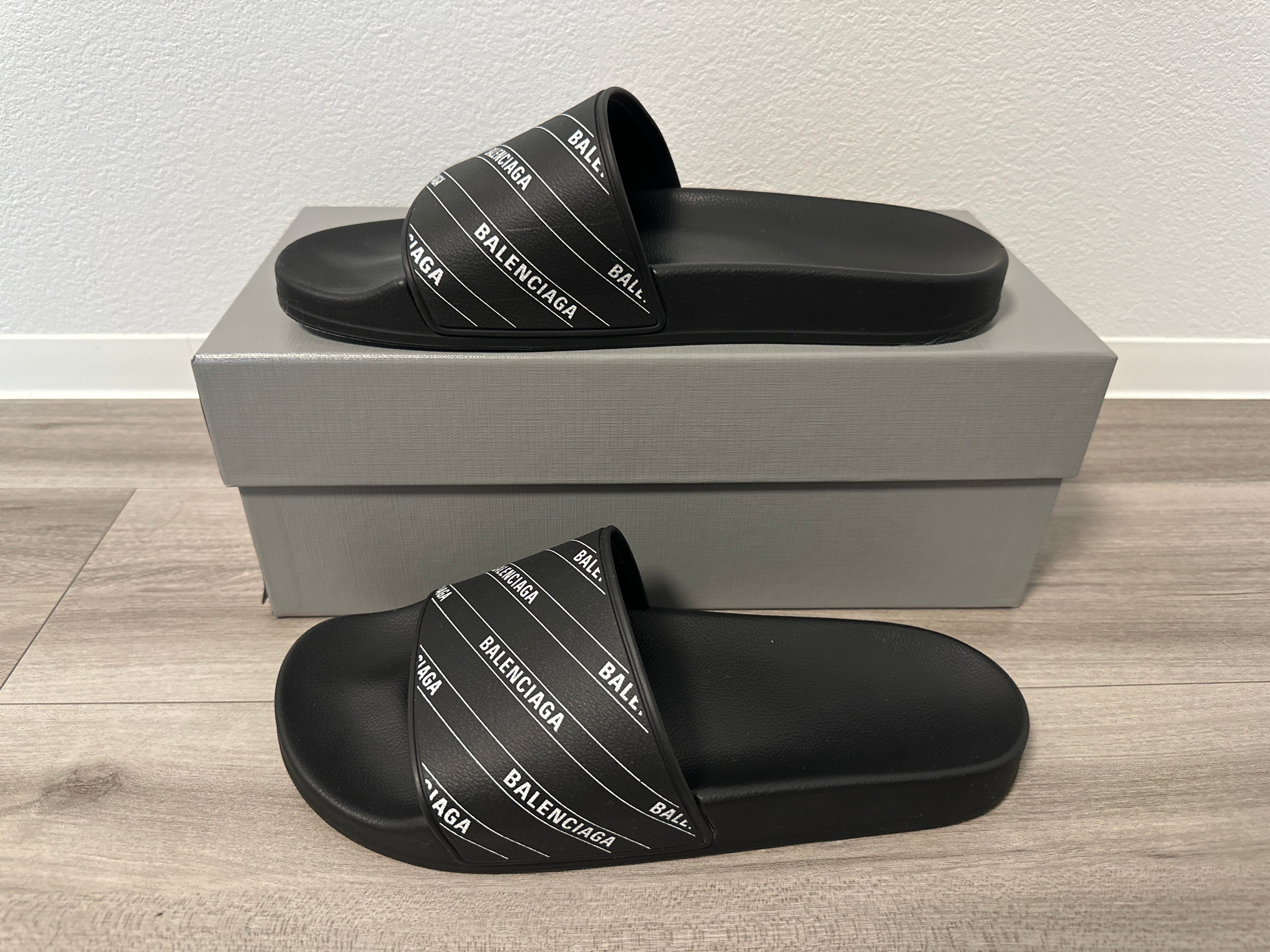 Pool スライドサンダル ブラックラバー Balenciaga