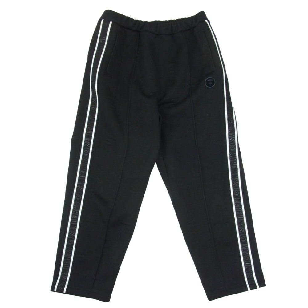 A BATHING APE アベイシングエイプ パンツ AAPPTMA644XXL AAPE エーエイプ Moonface Pintuck Track Pants ムーンフェイス サイドロゴライン トラックパンツ ブラック系 S【中古】